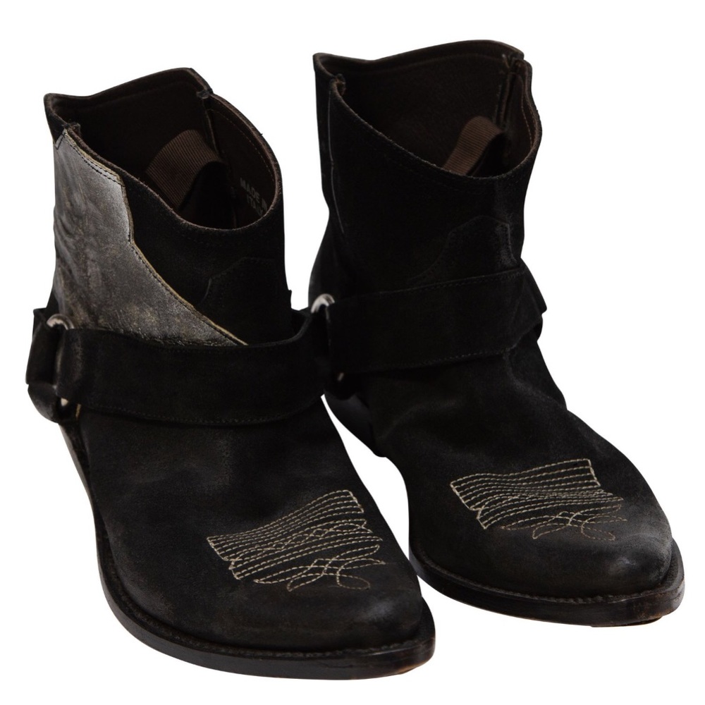 GOLDEN GOOSE ANKLE COWBOY BOOTS SILVER STAR 38